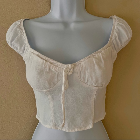 wild fable Tops - Wild Fable Crop Top XS Cap Sleeve White Romantic‎ Coquette Milkmaid